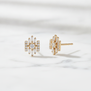 EFI54503. 14K Solid Gold Diamond Baguette Fancy Stud Earrings